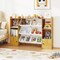 Kids Toy Storage Cabinet with 8 Bins, Open Shelves & Single-Door Cabinet Child-Friendly Organizer for Books